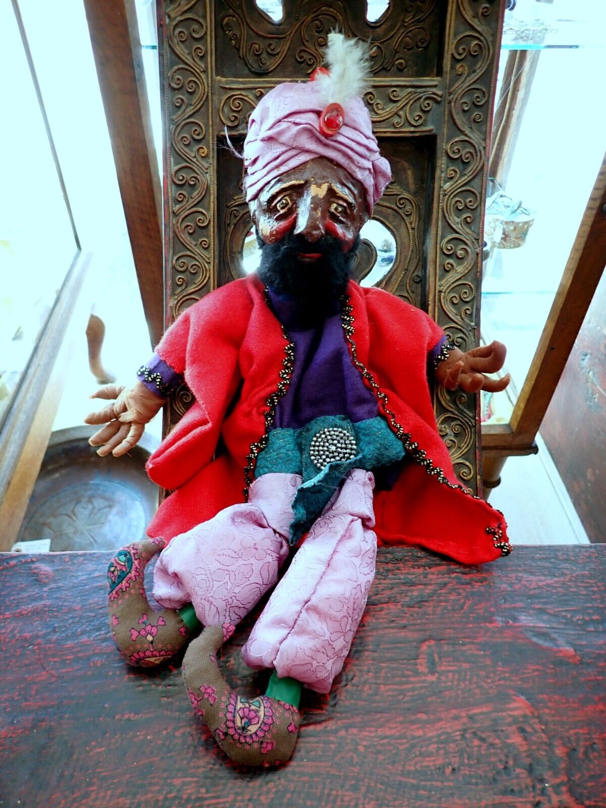 Puppet Hand made Papier Mache Hand Puppet Sultan Marionette Vintage