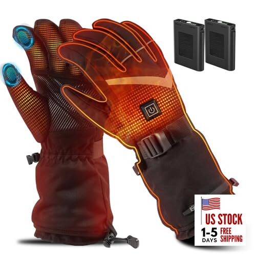 Heating Gloves for Men Women, Rechargeable Electric Heated Glove, Medium
