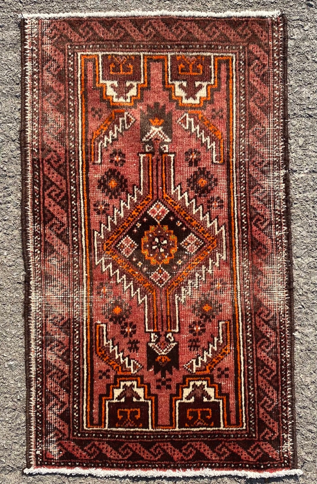 VINTAGE CLEANED BALUCHI RUG HANDMADE EASTERN WOOL TRIBAL RED CARPET 3' x 1'9"