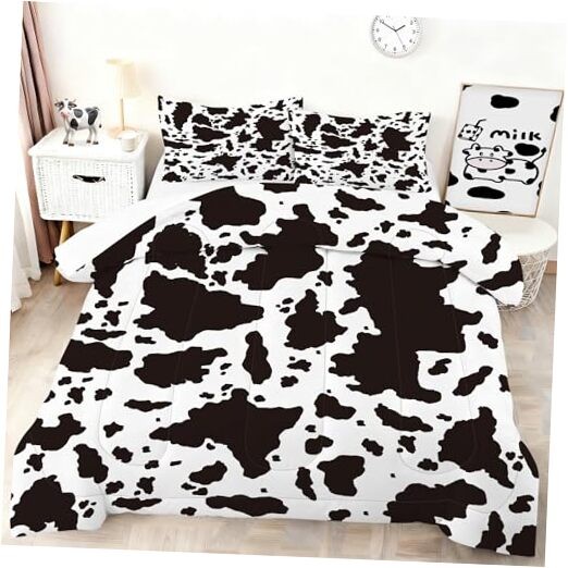 Kids Comforter Set Size Microfiber Cartoon Milk Cute Cartoon Twin Cow Print
