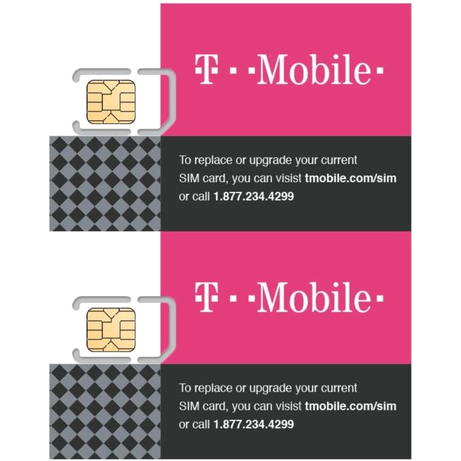 2 Pack Authentic Official SIM Card Micro/Nano/Standard GSM 4G/3G/2G LTE Prepa...