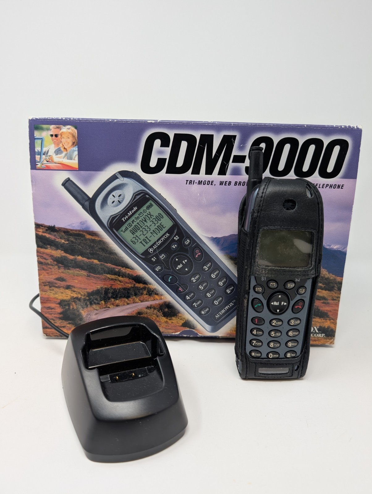Vintage Audiovox CDM-9000 CDMA Cell Phone 2000 In Box Tested Japan
