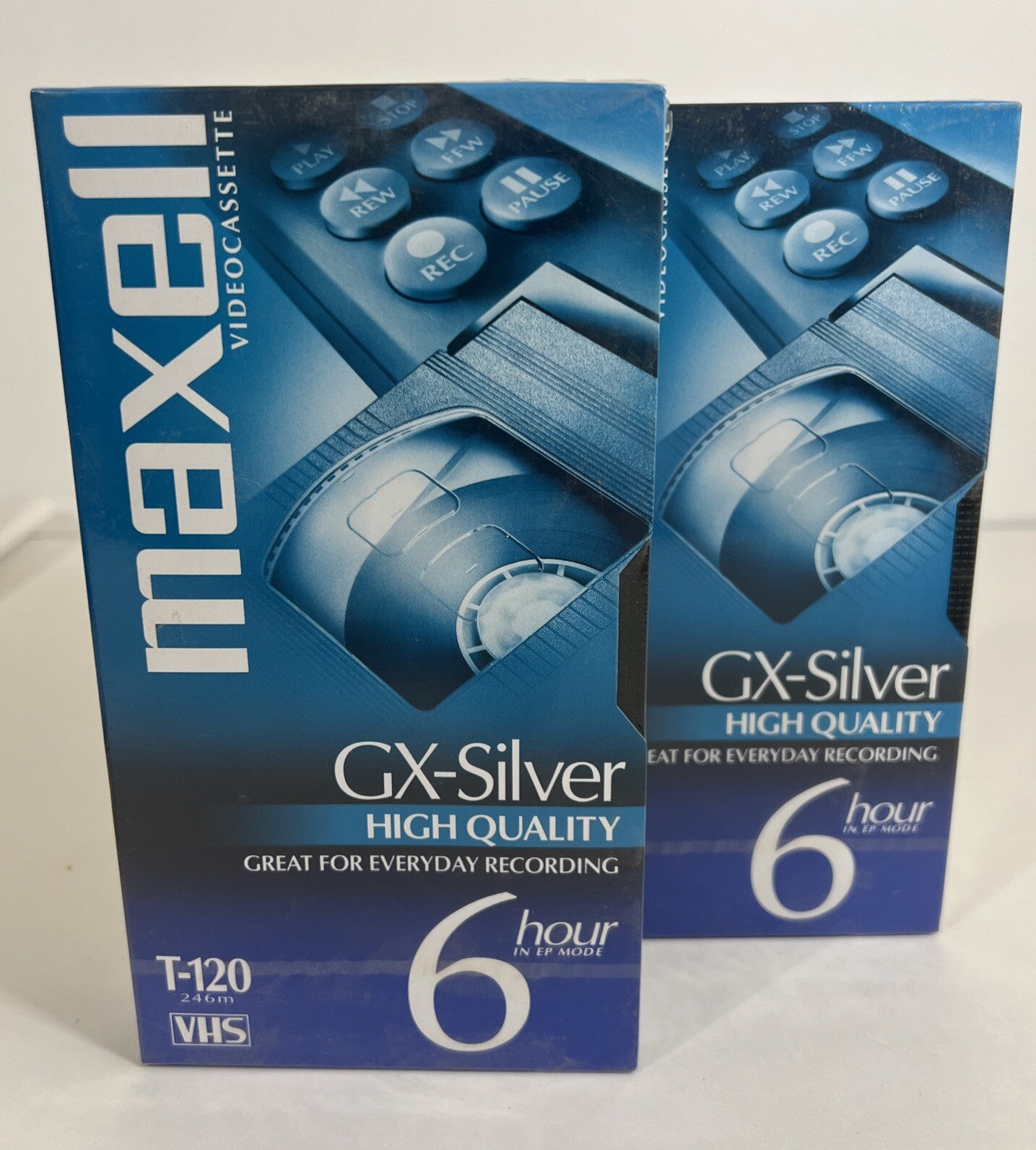 Lot Of 2 Maxell GX-Silver T-120  246 M VHS Tapes, BN Blank, High Quality