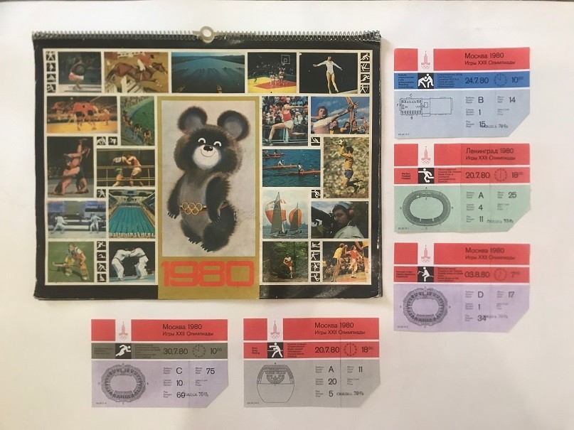 1980 Soviet USSR Moscow XXII Olympic Games 5 Tickets & Sport Calendar- RUSSIAN