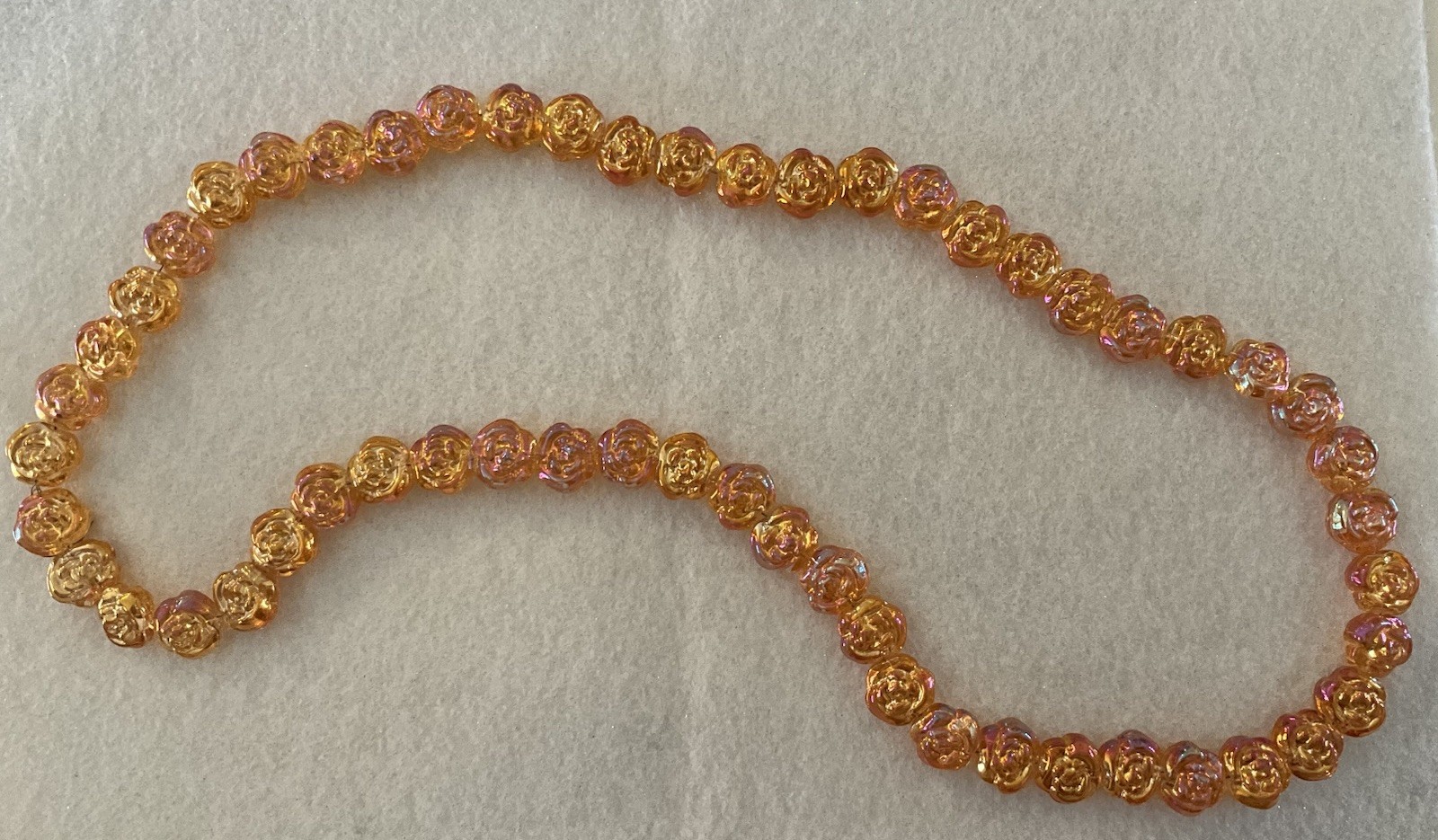 Brand New DESTASH -55 Pieces Orange Gold  Flower Lampwork Glass Beads 14mm