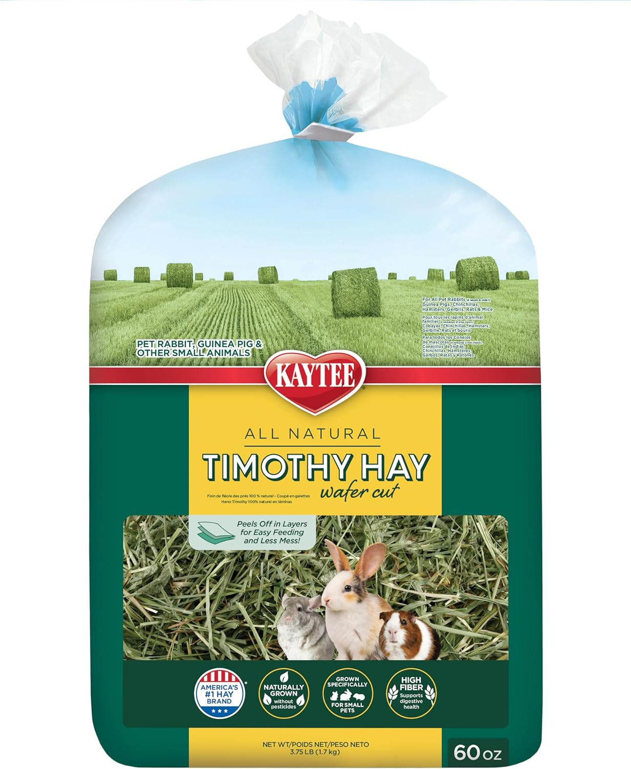 Wafer Cut All Natural Timothy Hay for Pet Guinea Pigs, Rabbits & Other Small Ani