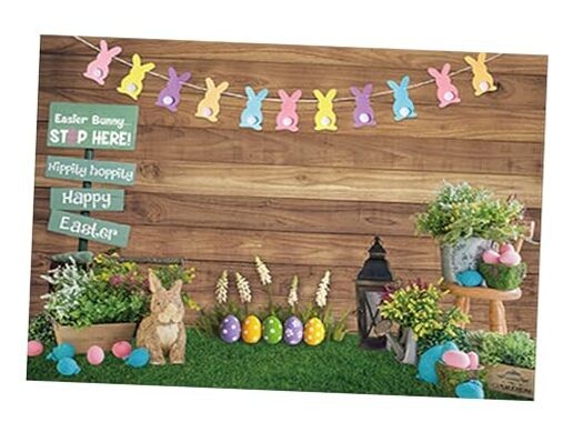  82" x 59" Spring Happy Easter Theme Photography Backdrop Rustic 82 x 59 in