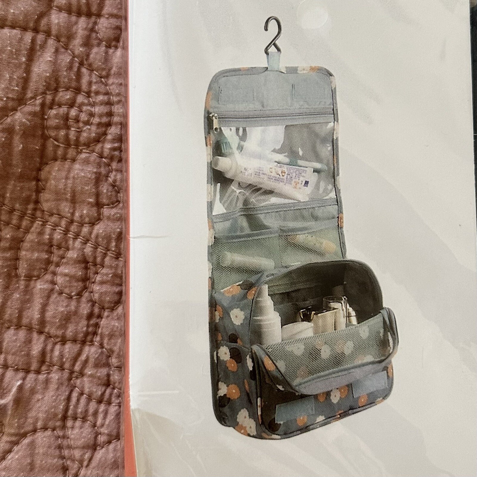 NEW Travel Toiletry Organizer pouch bag Blue Floral