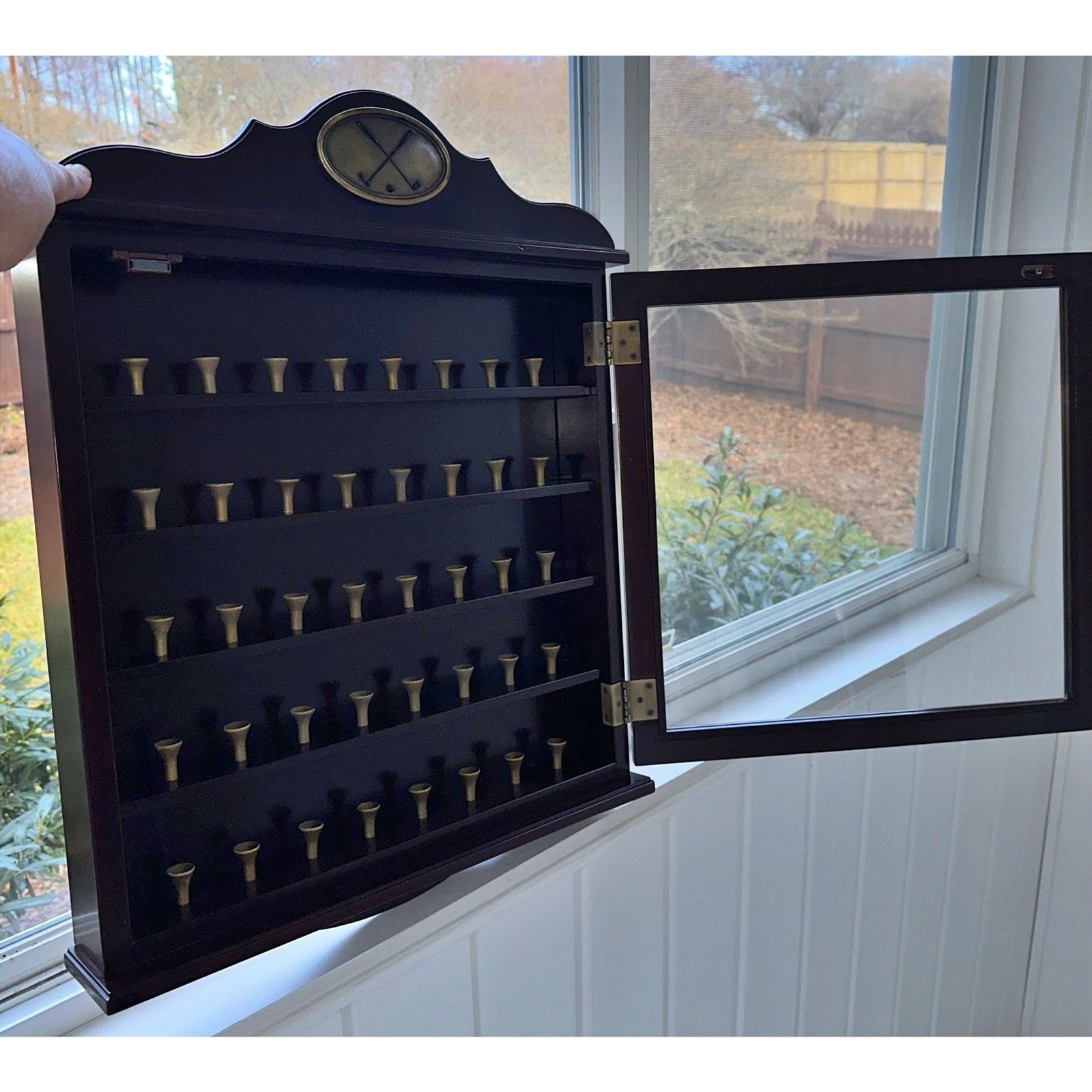 Vintage Bombay Outlet Wooden Display Cabinet Case Holder 40 Golf Tees for Balls