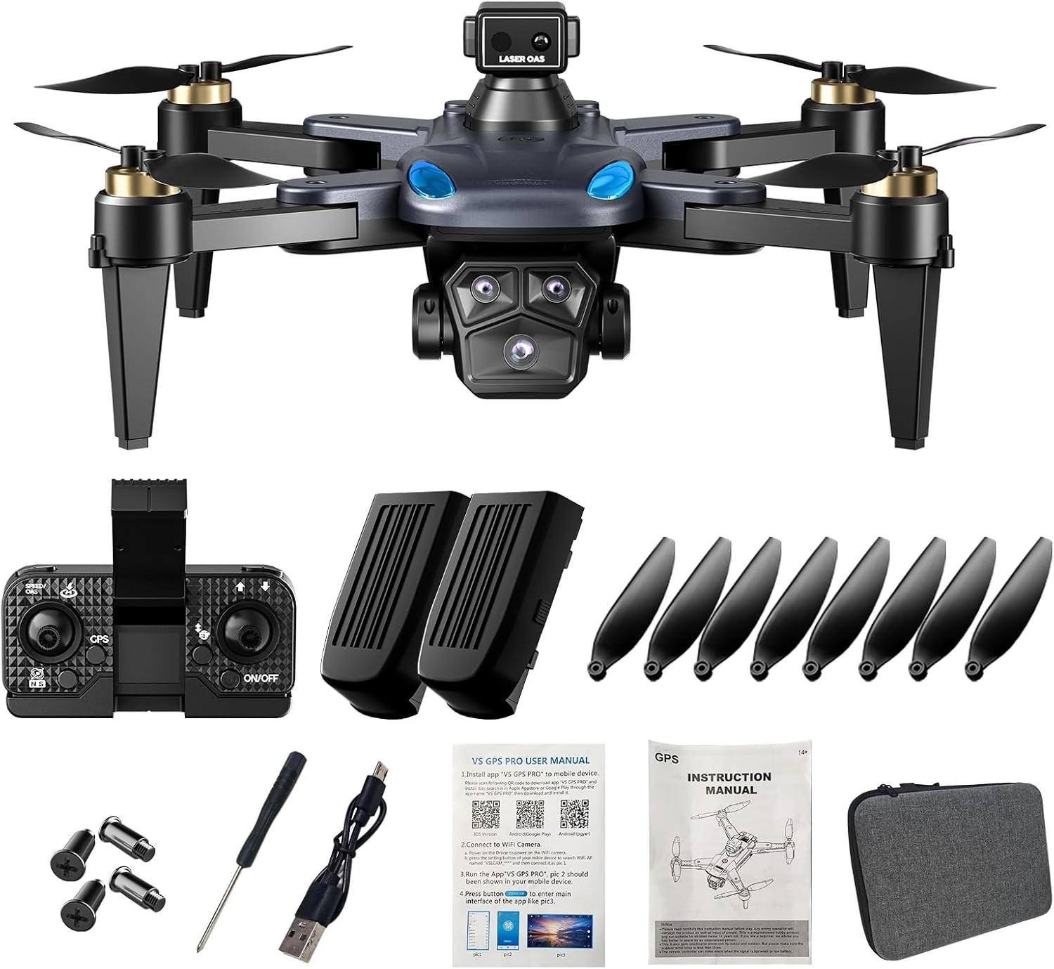 GPS Drone with 4K Dual Camera for Adults,Foldable HD Drones for Kids&Beginners,3