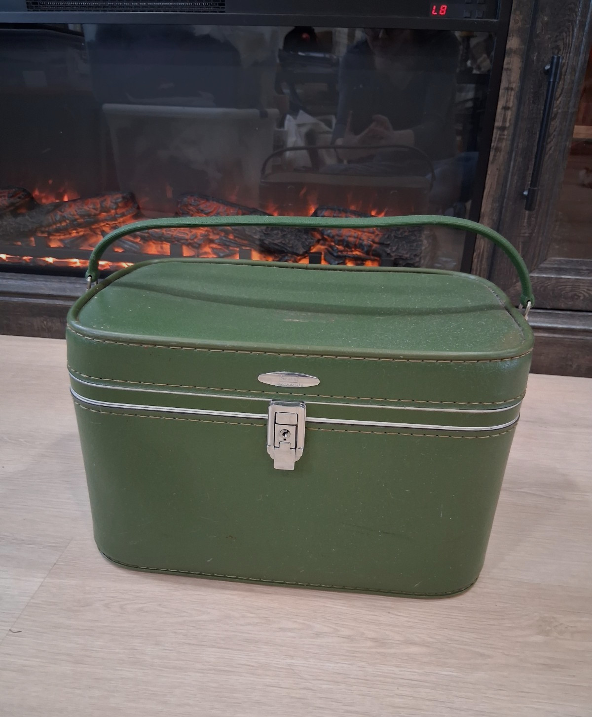 Vintage Sears Avocado Green Train Case 1960 Train Case Sears Retro Bag Suitcase