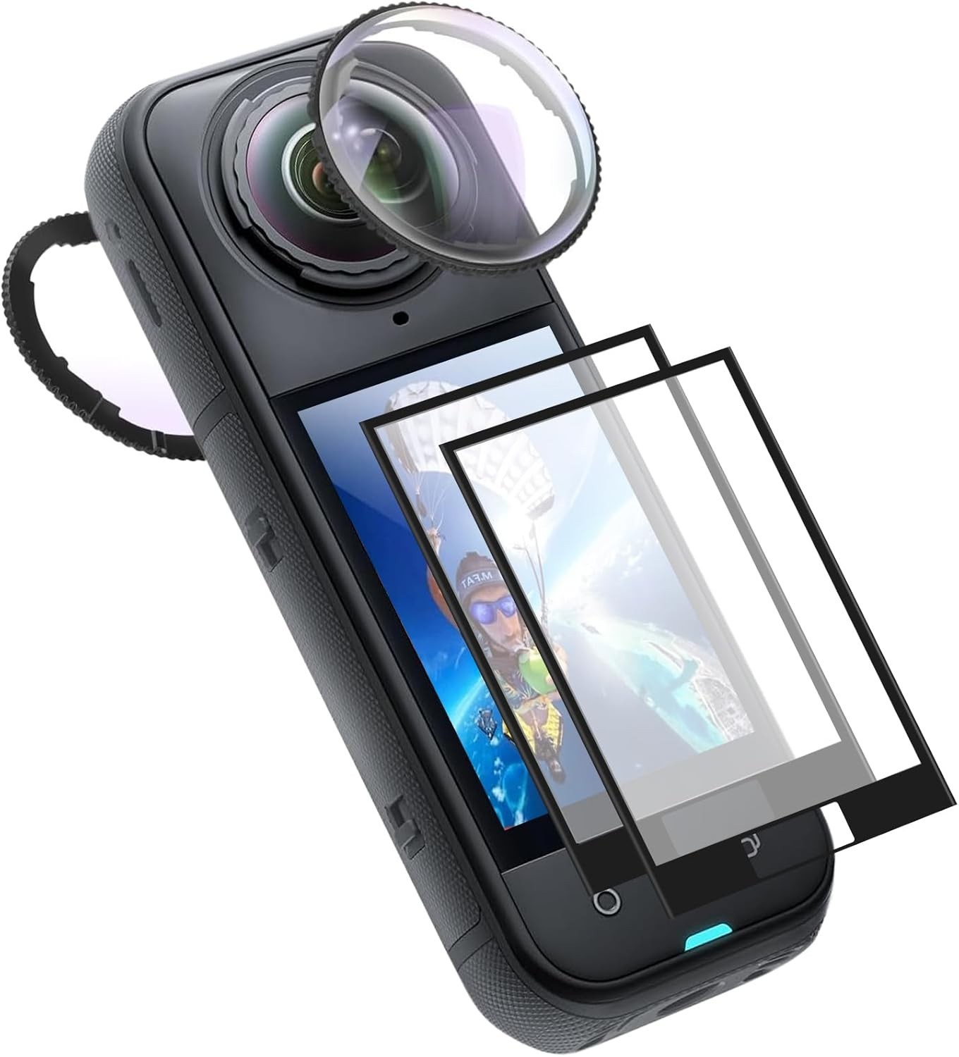 Insta360 X5 Lens Guard Set 2 Caps 2 Screen Films Clear Protective Cover