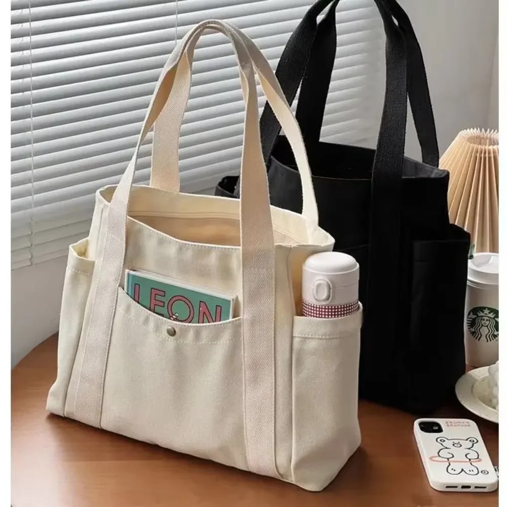 Stylish Large Canvas Tote Bag for Work, College & Daily Use - Women's Shoulder