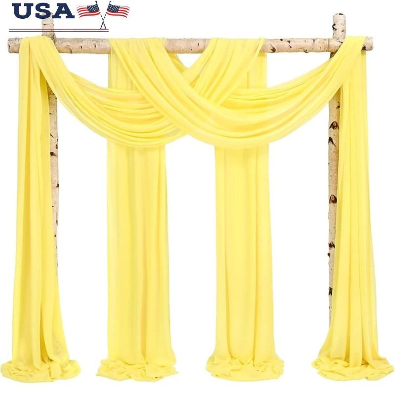 Premium Yellow Sheer Chiffon Wedding Arch Drapes Decorations Events Parties New