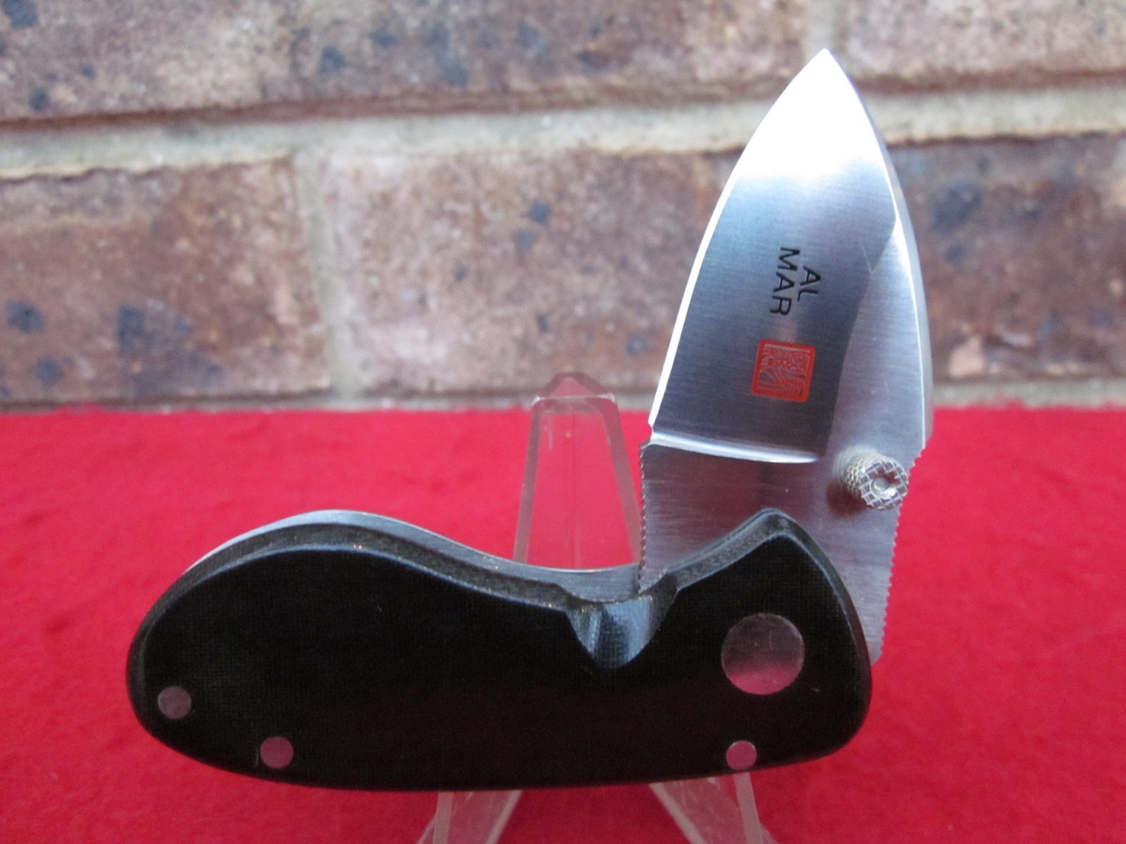 Al Mar Stout Little Backup Pocket Knife AUS-8 Drop Point Blade Knife Moki Japan