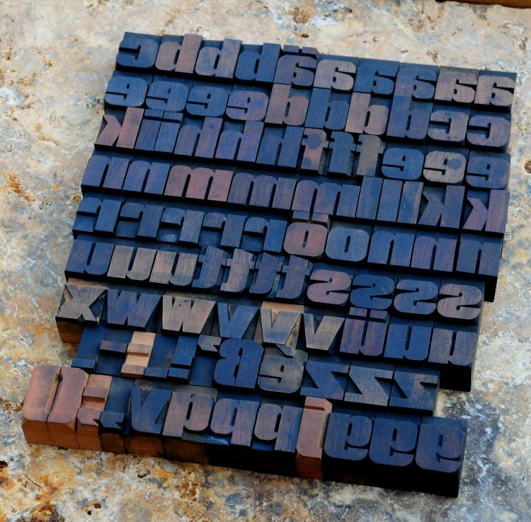 a-z alphabet 1.06" letterpress wooden printing blocks wood type vintage printer.