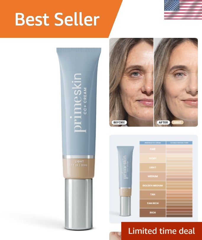 PrimeSkin CC+ Cream for Mature Women – Lightweight Liquid-to-Powder Foundatio...