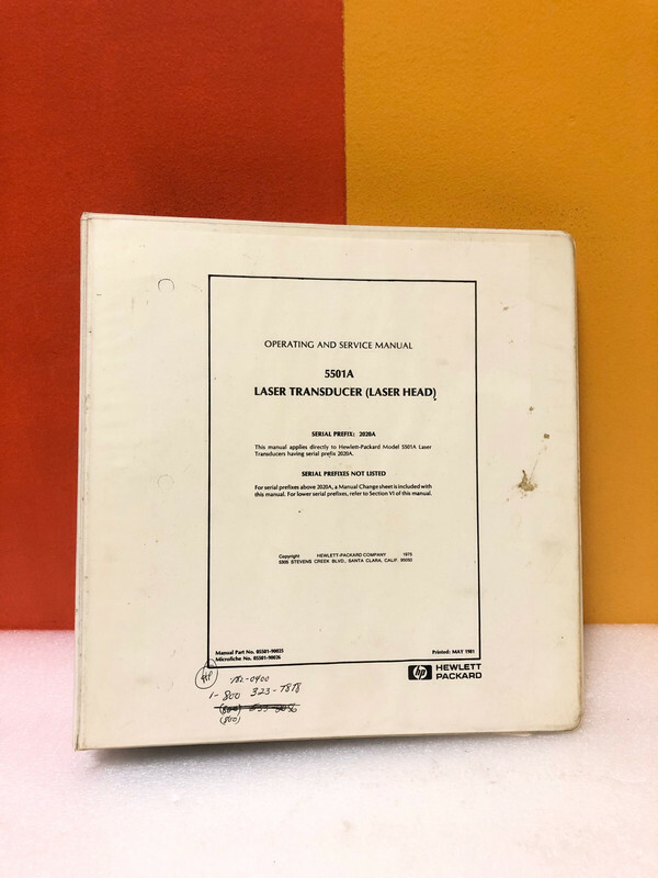 HP 05501-90025 5501A Laser Transducer System Operating & Service Manual
