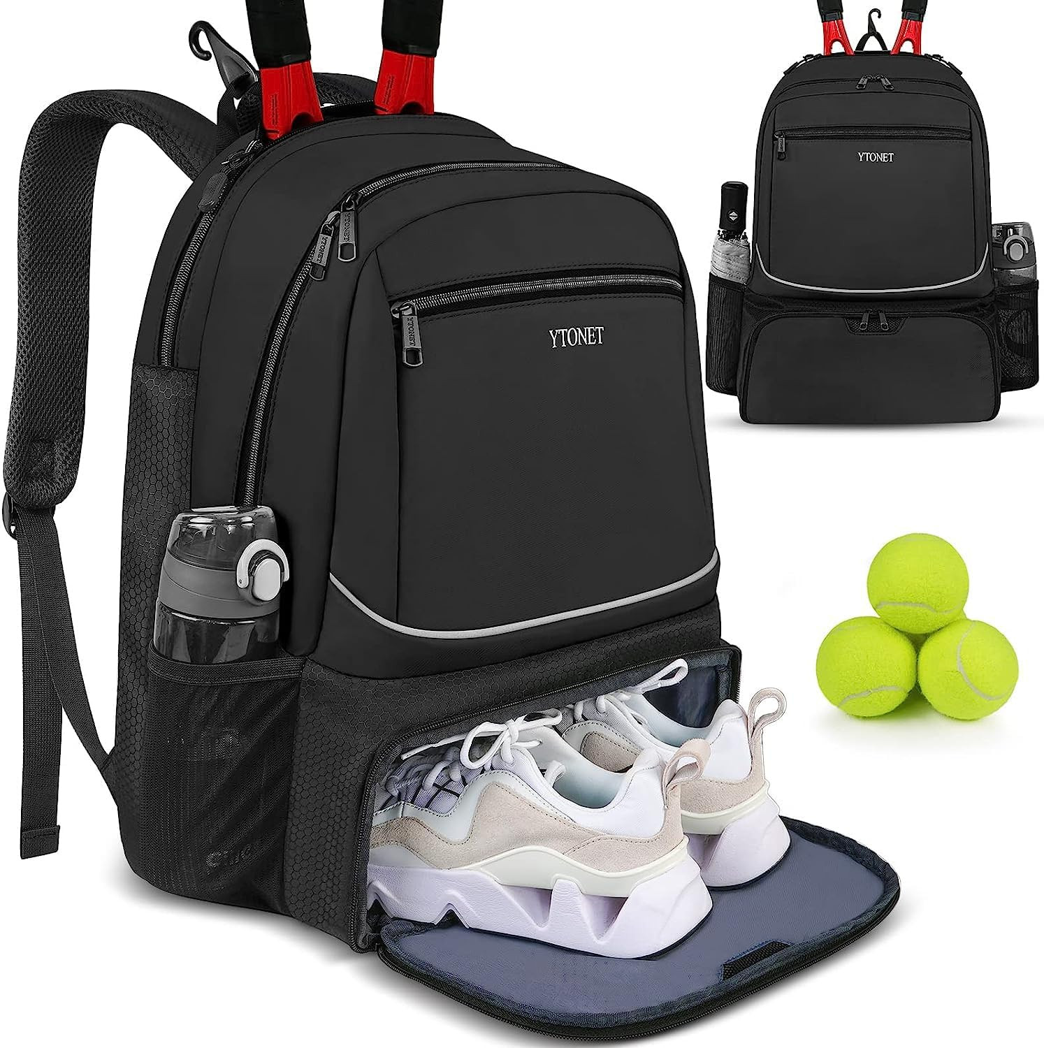 Tennis Bag Tennis Backpack for Women Men 2 Rackets with Insulated Pocket Ventila