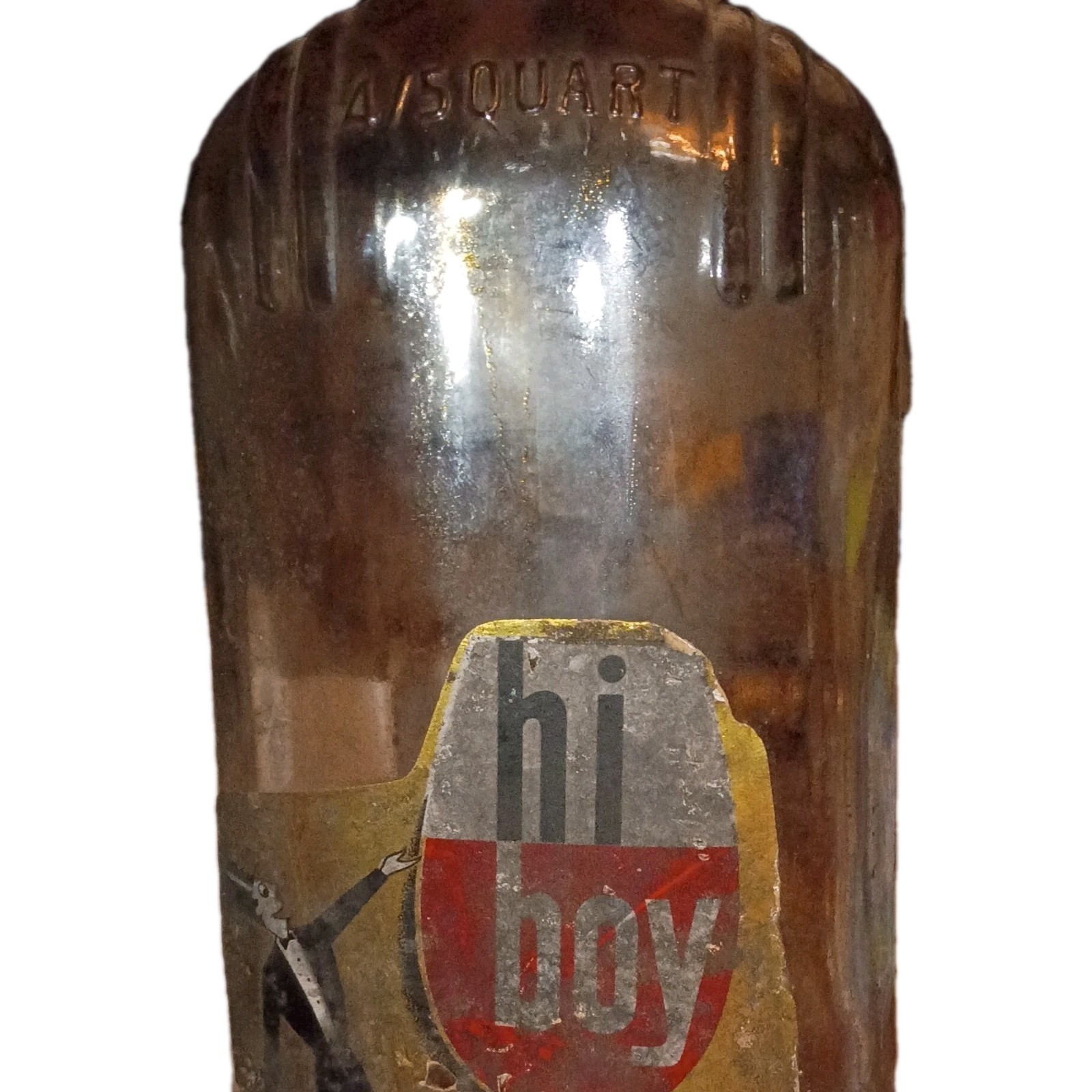 Hi Boy Collectible Liquor Bottle Clear Glass 4/5 Quart