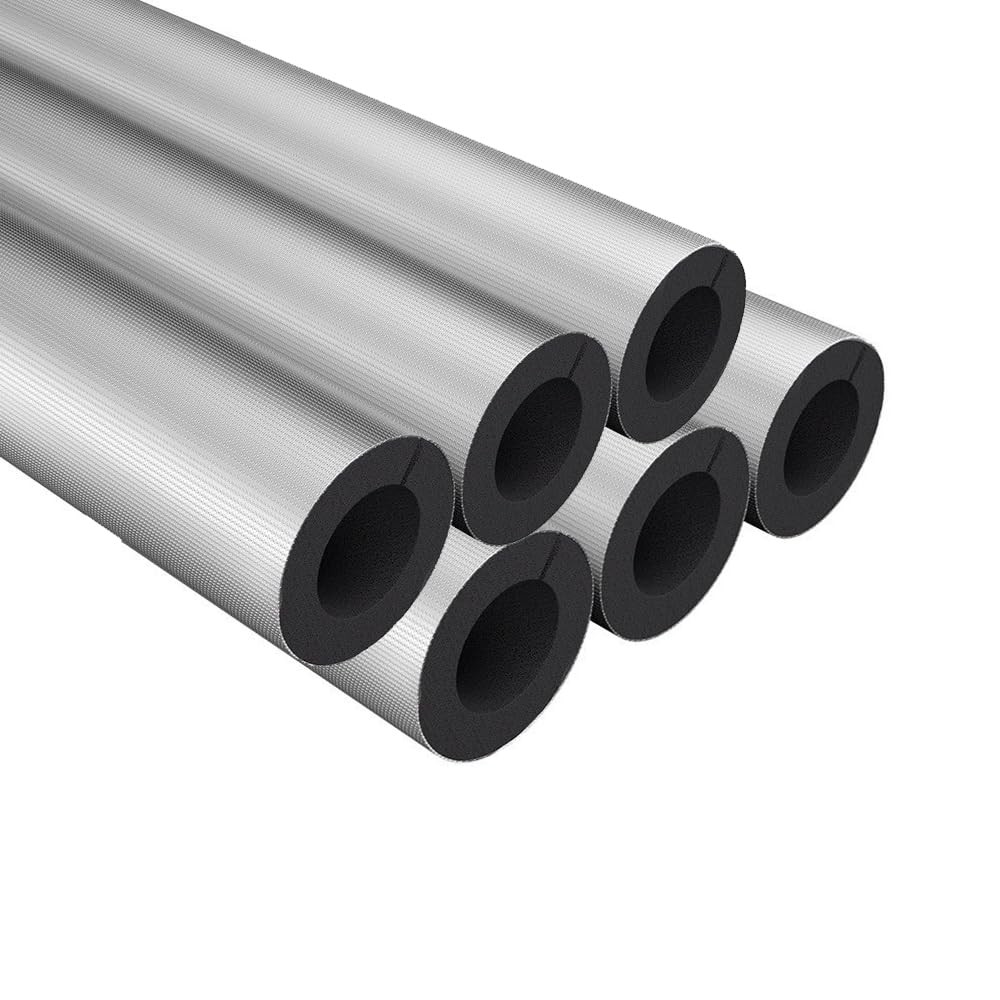 Pipe Insulation Foam Tube - 6 Pcs 1Inch ID Self Adhesive Wrap for Silver 