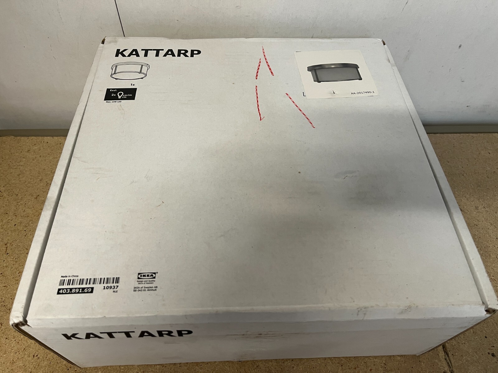 IKEA KATTARP Ceiling lamp, Frosted glass, Nickel Plated 13" 403.891.69