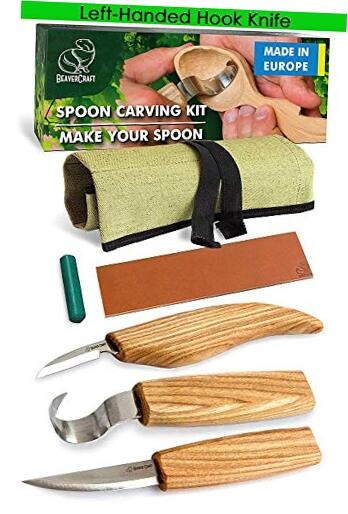  S13L Wood Carving Tools Set for Spoon Carving 3 Knives in Tools Roll Leather 