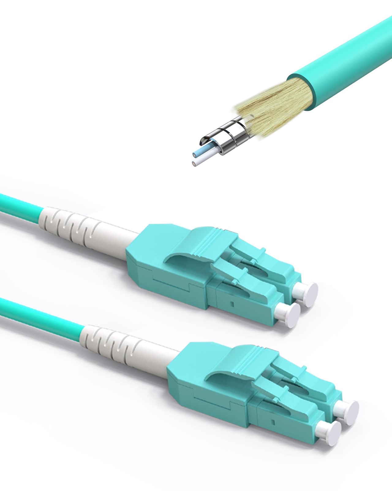 OM3 LC to LC Fiber Patch Cable Armored Uniboot, Multimode Fiber Jumper MM Opt...