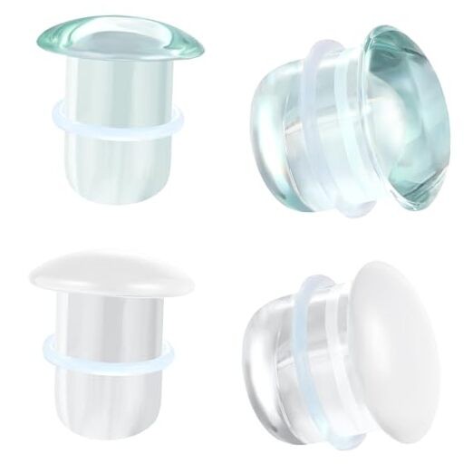 Glass Ear Stretching Kit Single Flare Plugs & Rubber Rings Unique 1mm 22mm