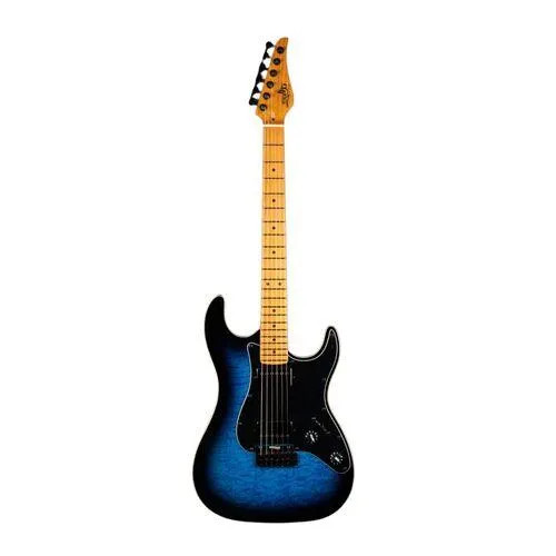 Jet  Guitars  JS-450 HSS Flamed Maple Top Electric Guitar - Transparent Blue Bur