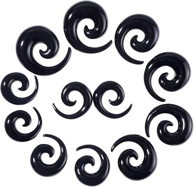 12 PCS Big Gauges Spiral Ear Stretching Kit 00G-20mm Large Acrylic Taper Set
