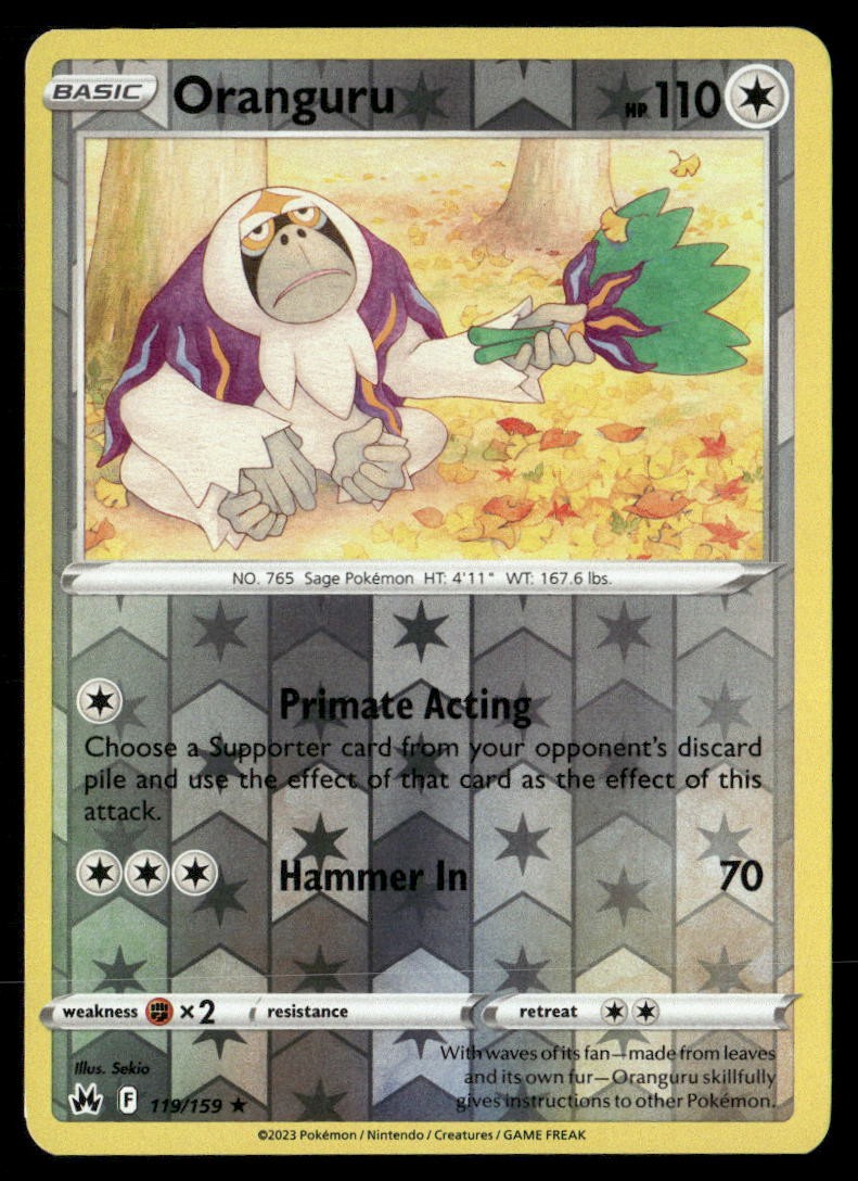 Oranguru Reverse Holofoil Rare Crown Zenith 119/159 NM