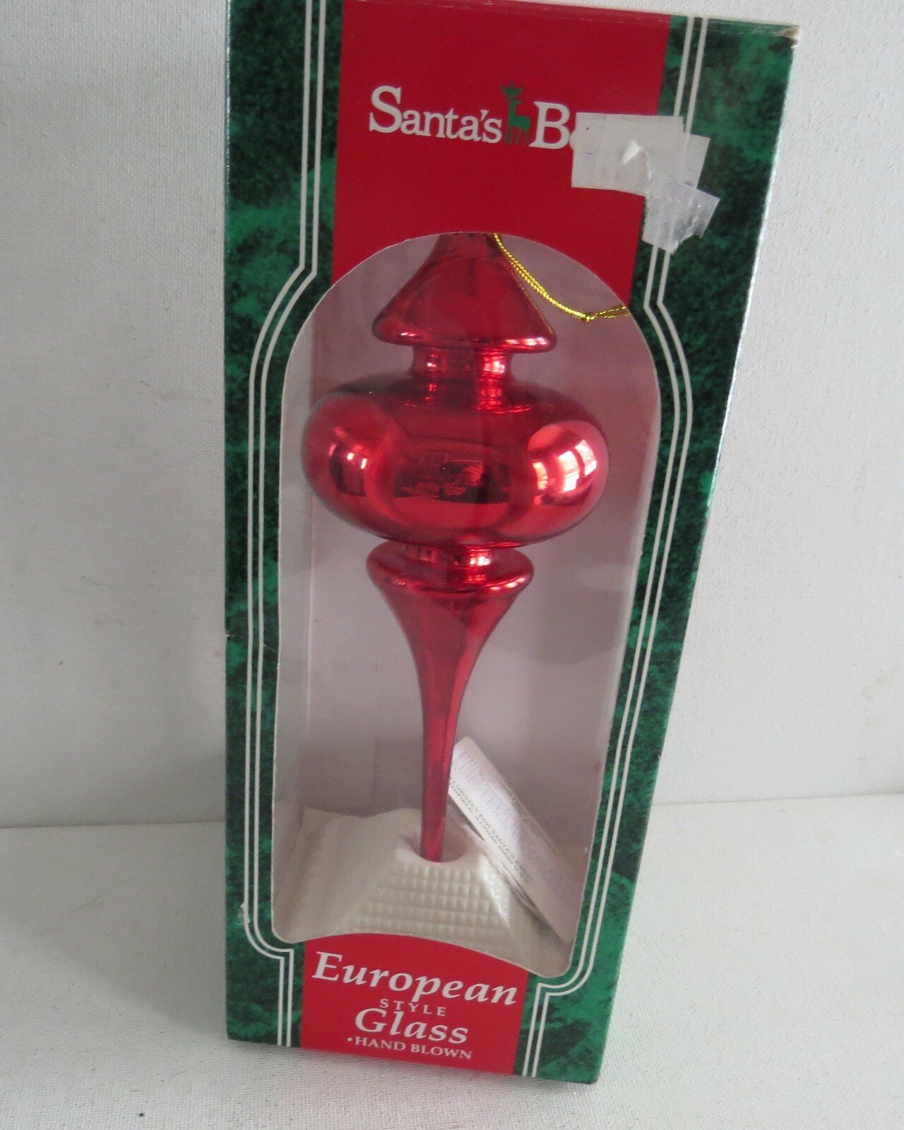 VTG Santa's Best European Large RED BLOWN Glass Finial Christmas Ornament 1995