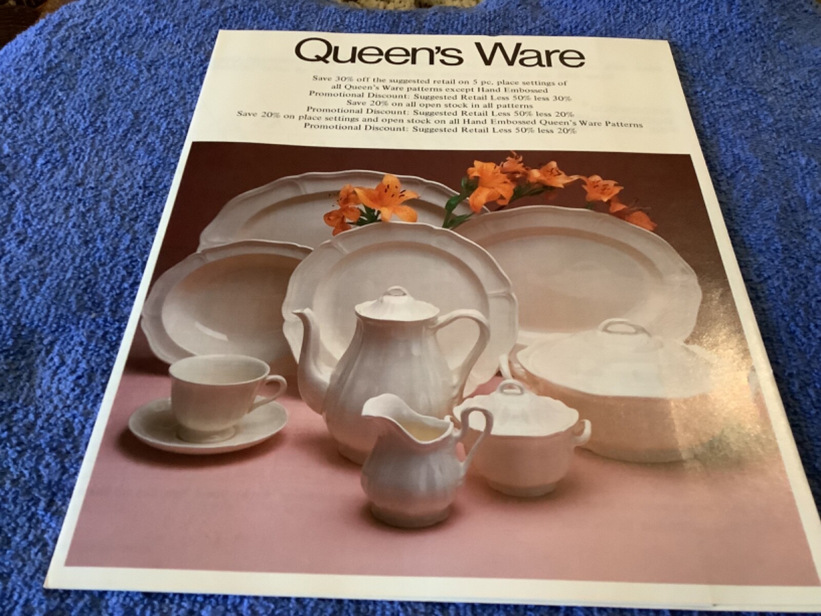 1982 WEDGWOOD QUEENS WARE EARTHENWARE SALES PRICE LIST & ORDER FORM