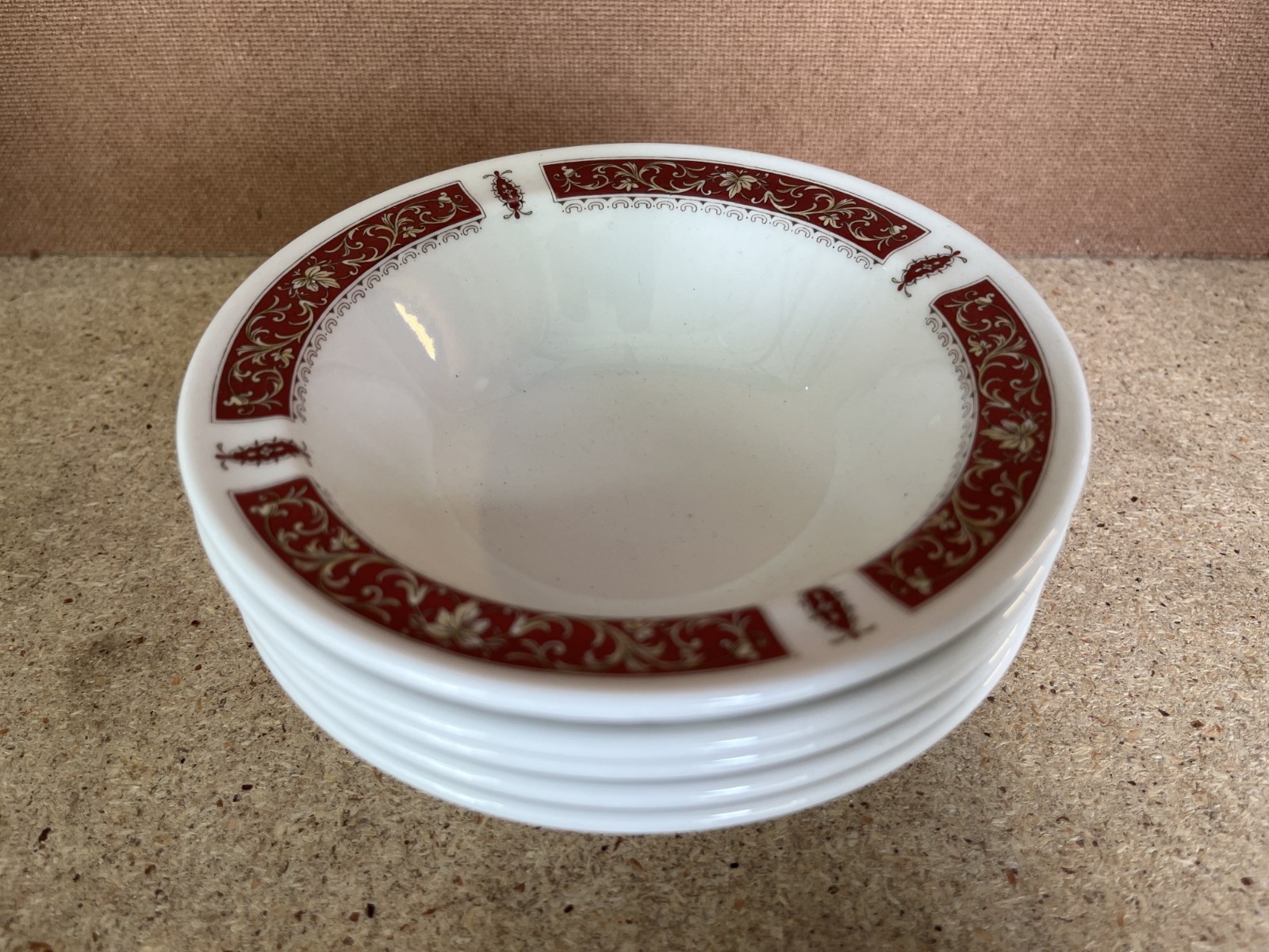 Set Of 5 Royal Doulton Hotel Ware Steelite Red Marina Bowl Dessert Bowl 6.25"