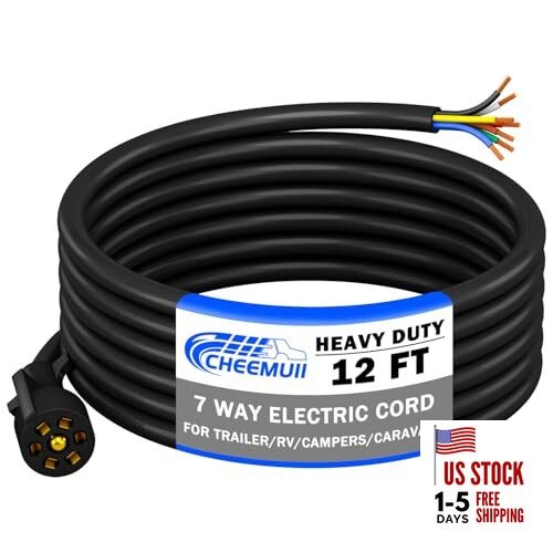  12 FT 7 Way Trailer Cord Heavy Duty 12 FT Trailer Wiring 12 FT SINGLE CORD