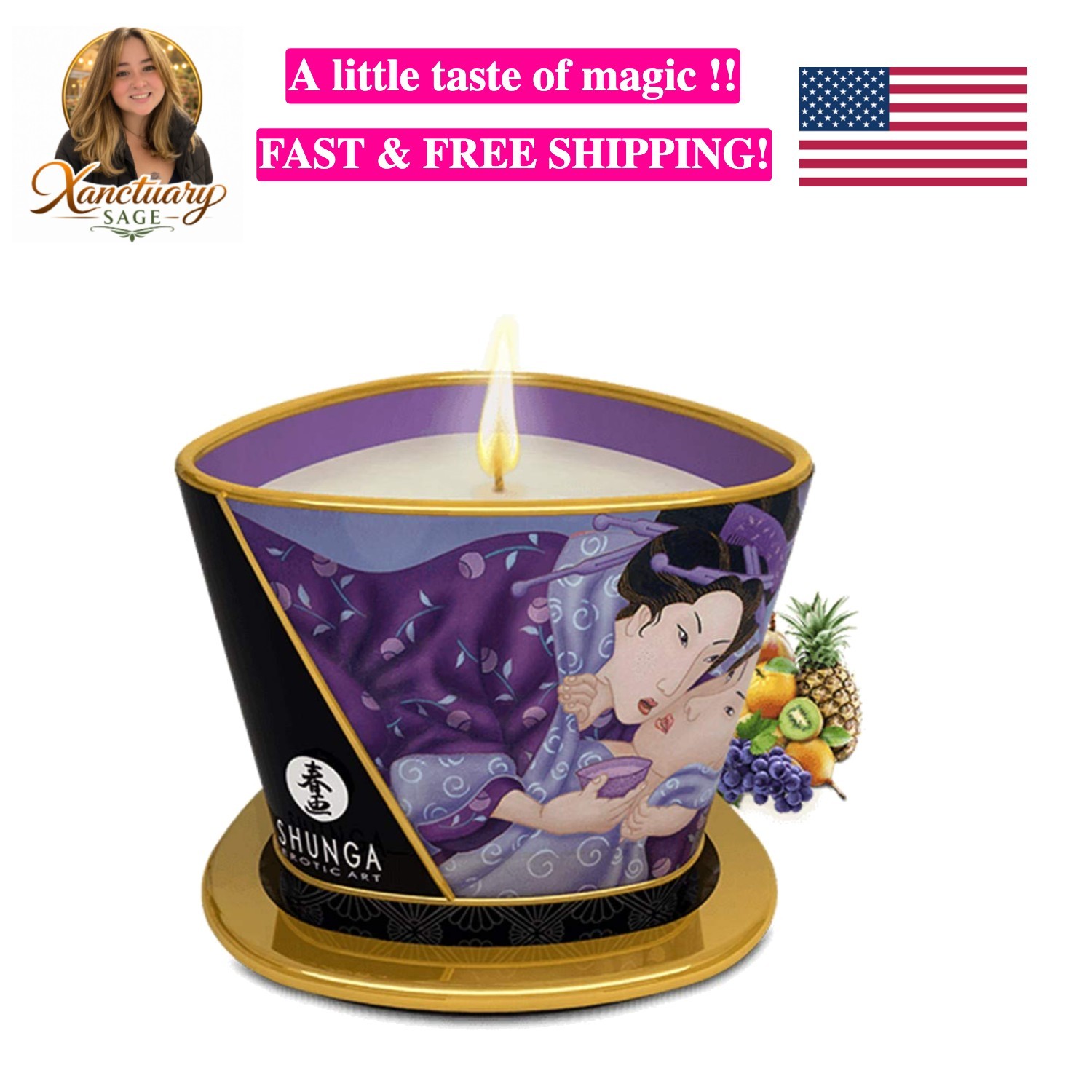 Caress by Candlelight Massage Candle, Exotic Fruits, 5.7 fl oz 170 ml