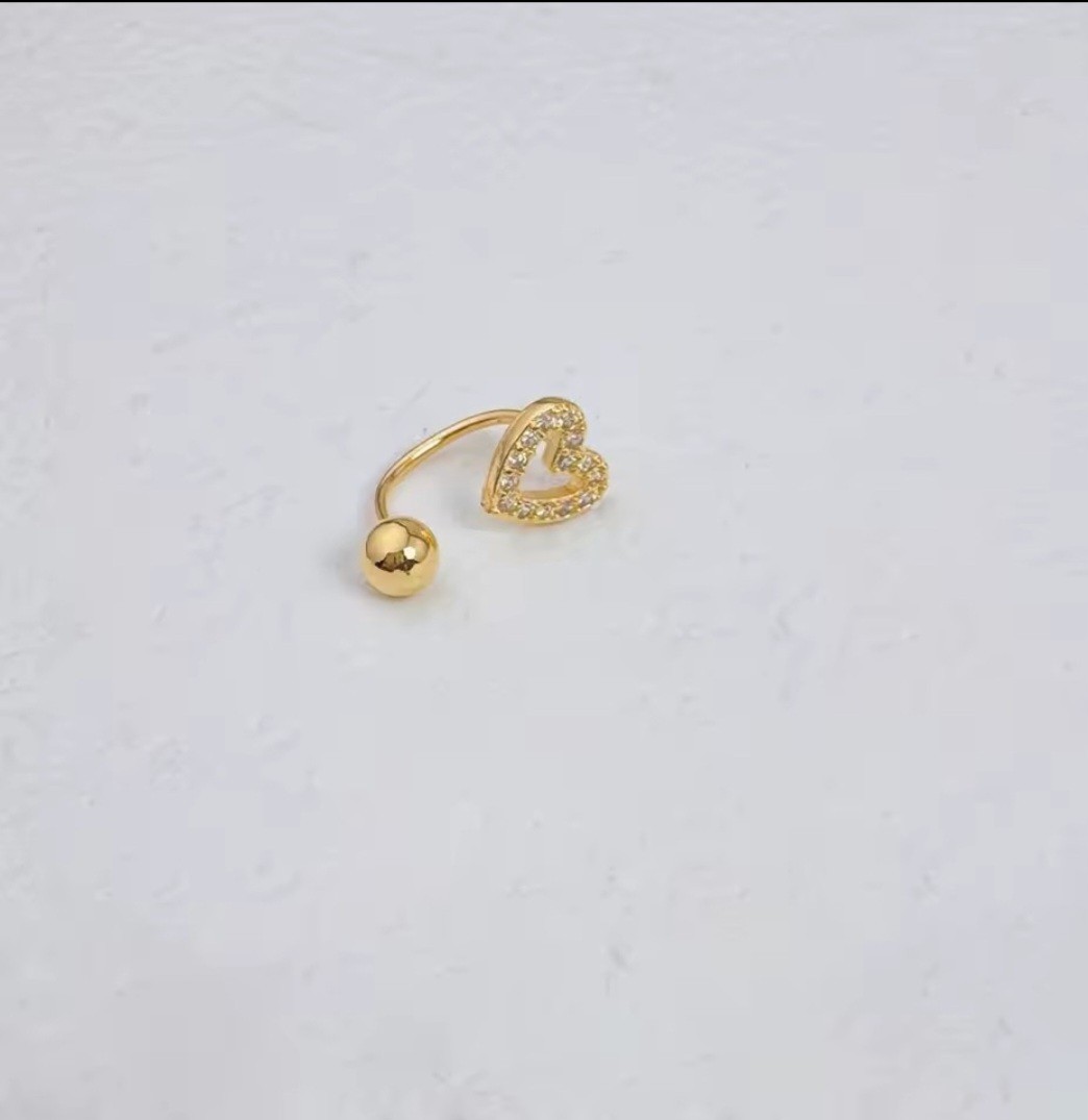 Gold Heart Barbell Nose Ring Body Jewelry