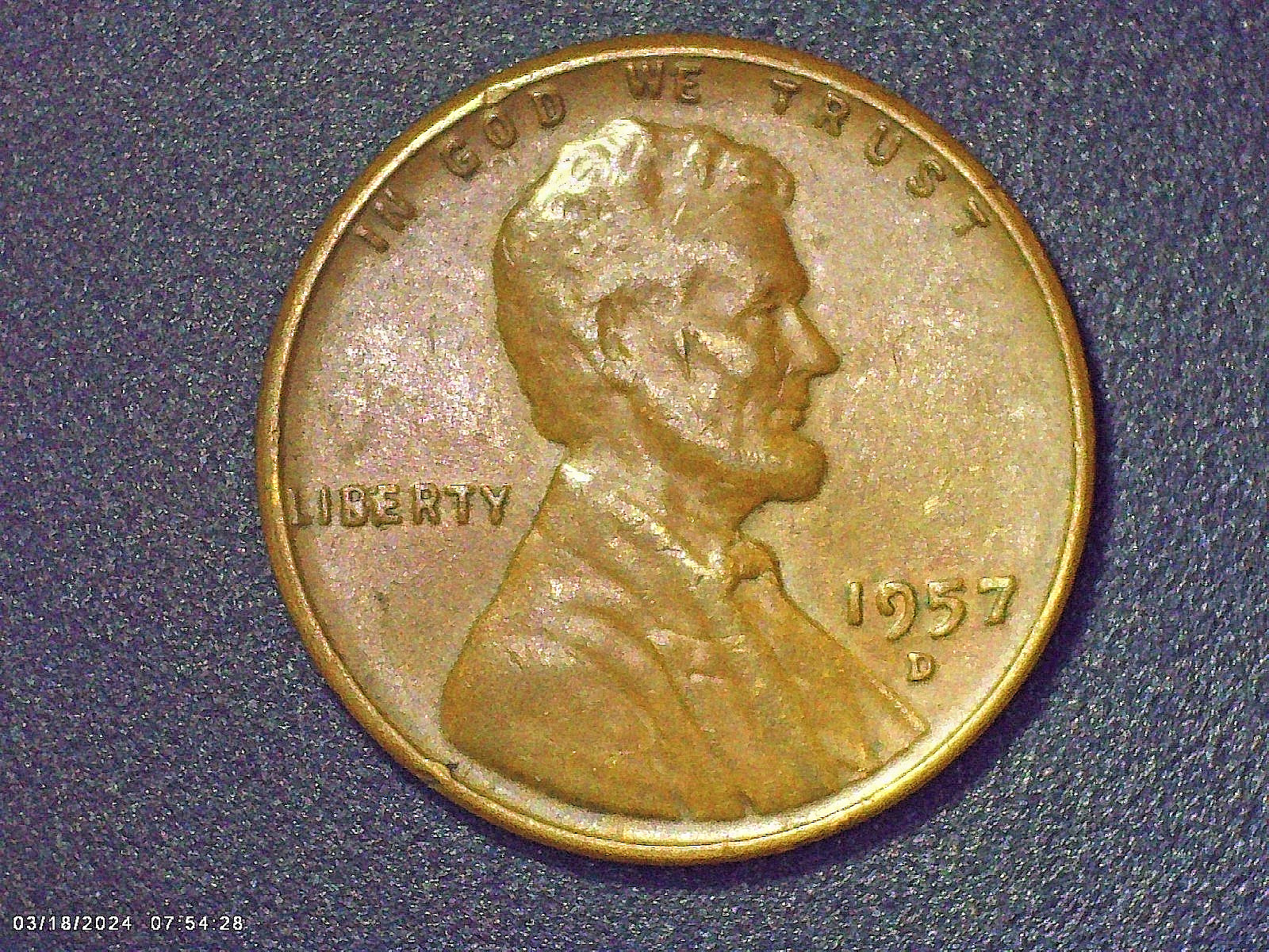 1957 D LINCOLN CENT "BIE" with filled "B" MINT ERROR PENNY