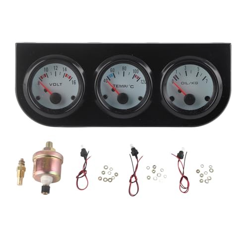 Triple Gauge Set Universal Car Water Temperature Oil Pressure Voltage 52mm 