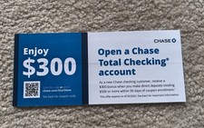 coupon code for Open a Chase $300 Total Checking account