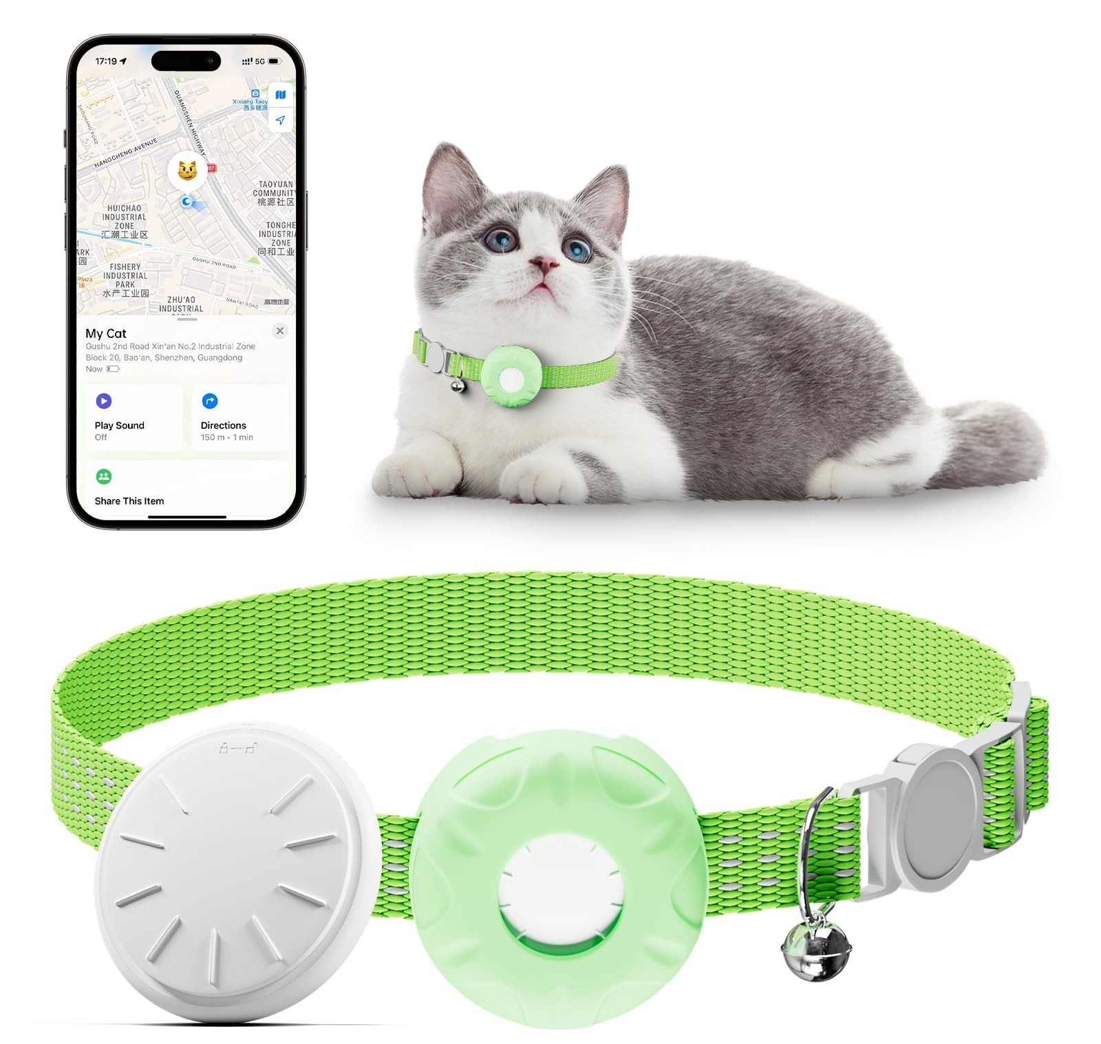 Cat GPS Tracker, Waterproof Pet GPS Tracker for Cats, Cat Tracker Collar with...