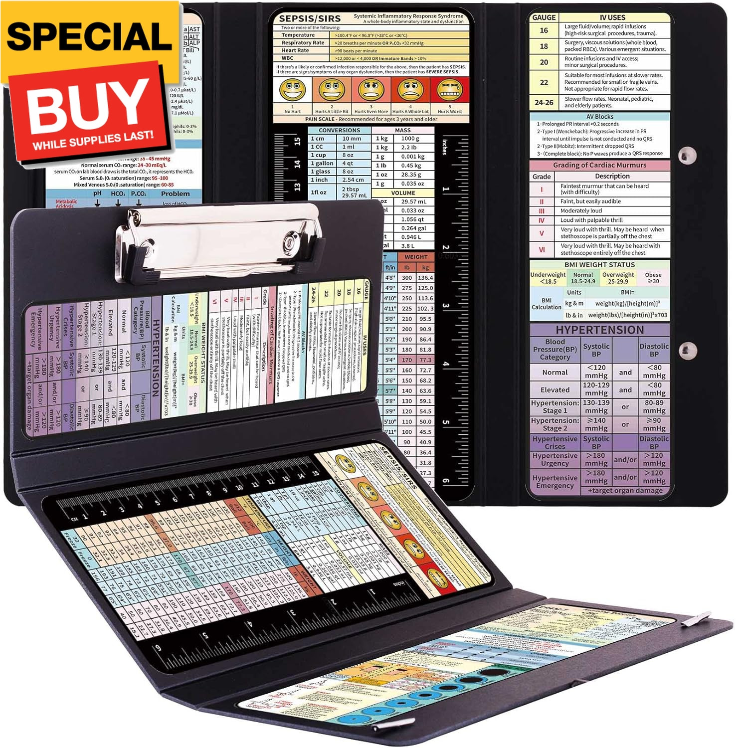 2 Packs Nursing Clipboard, Nursing School Essentials, Medical Edition Cheat Shee