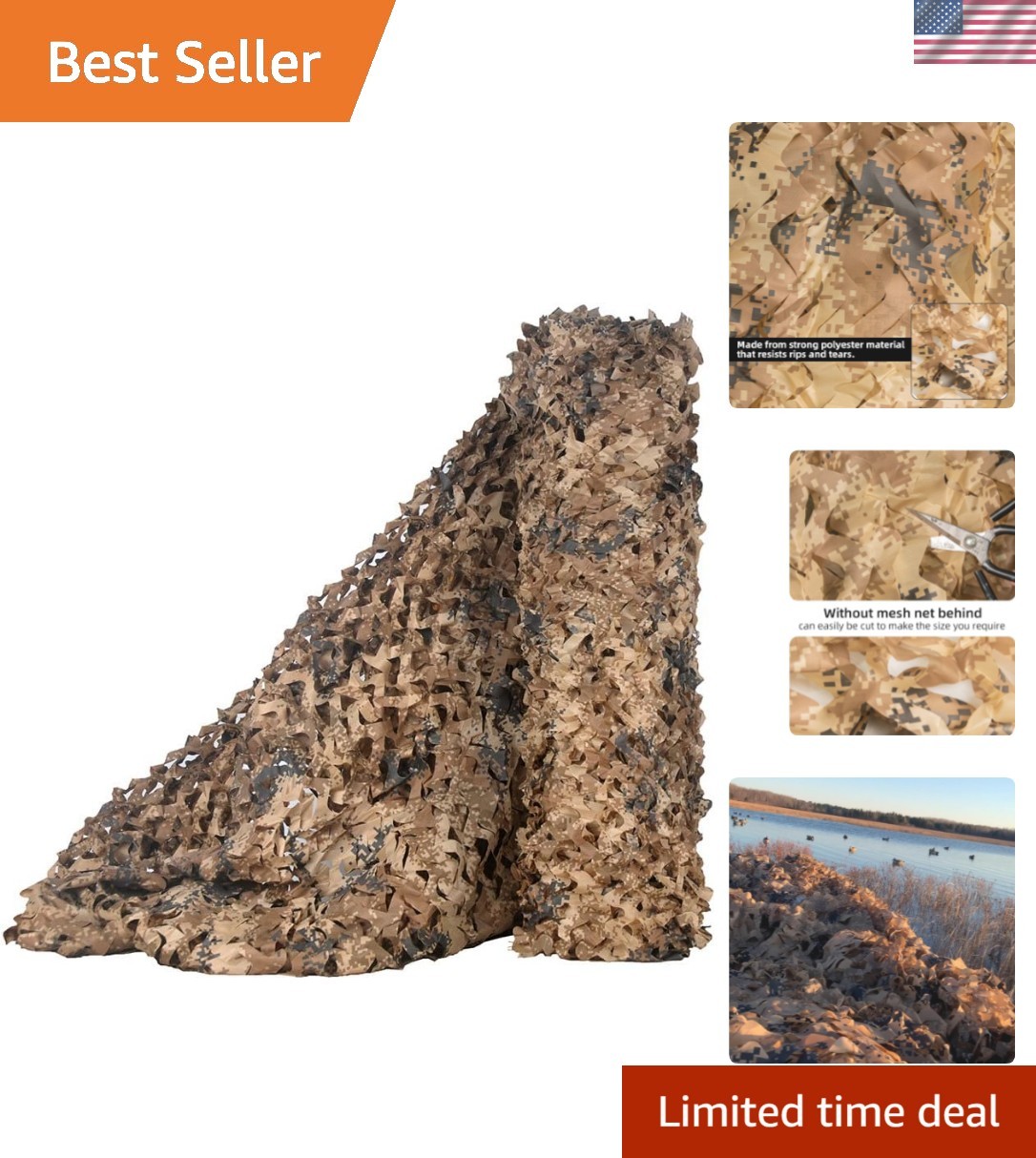 Lightweight Waterproof Camouflage Netting - 1.5x2m for Hunting & Camping