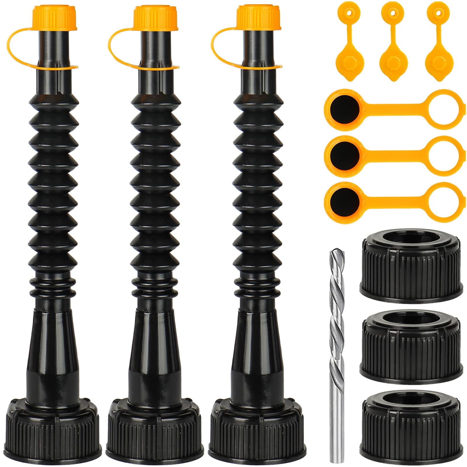 Qilinba Gas Can Spout Replacement 3 Kits, Nozzle 8 inches, Black 