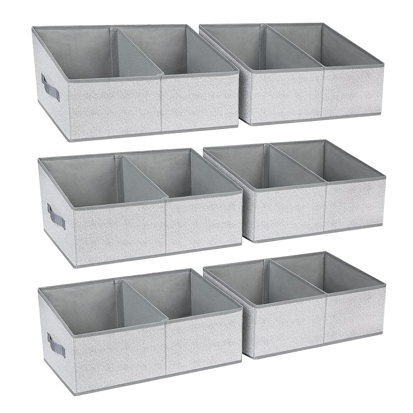 DIMJ Large Closet Shelf Organizer Bins 6-Pack w/ Handles & Dividers Fabric