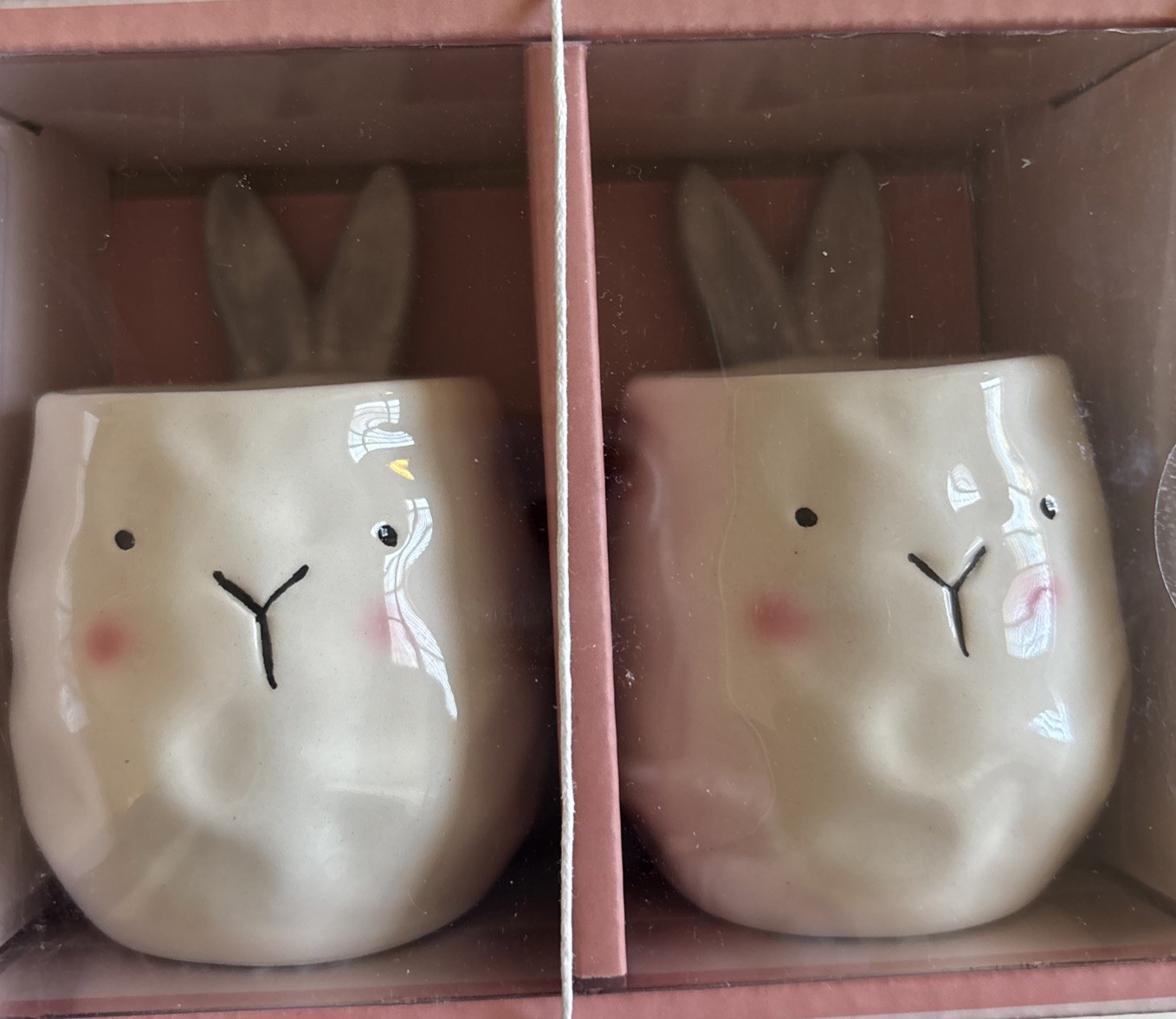 Set Of 2- Easter Bunny Rabbit Egg Cups -new In Box - Food Safe
