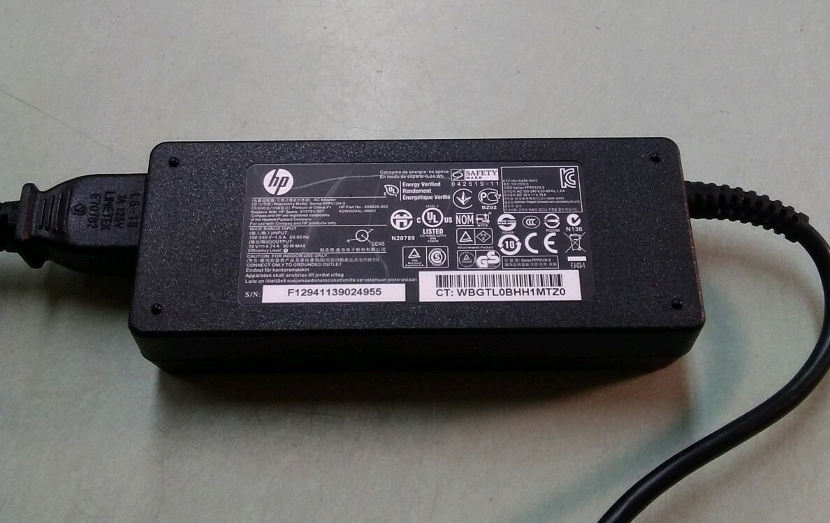 HP AC Adapter Model PPP012H-S 608428-002 613153-001 19V 4.74A