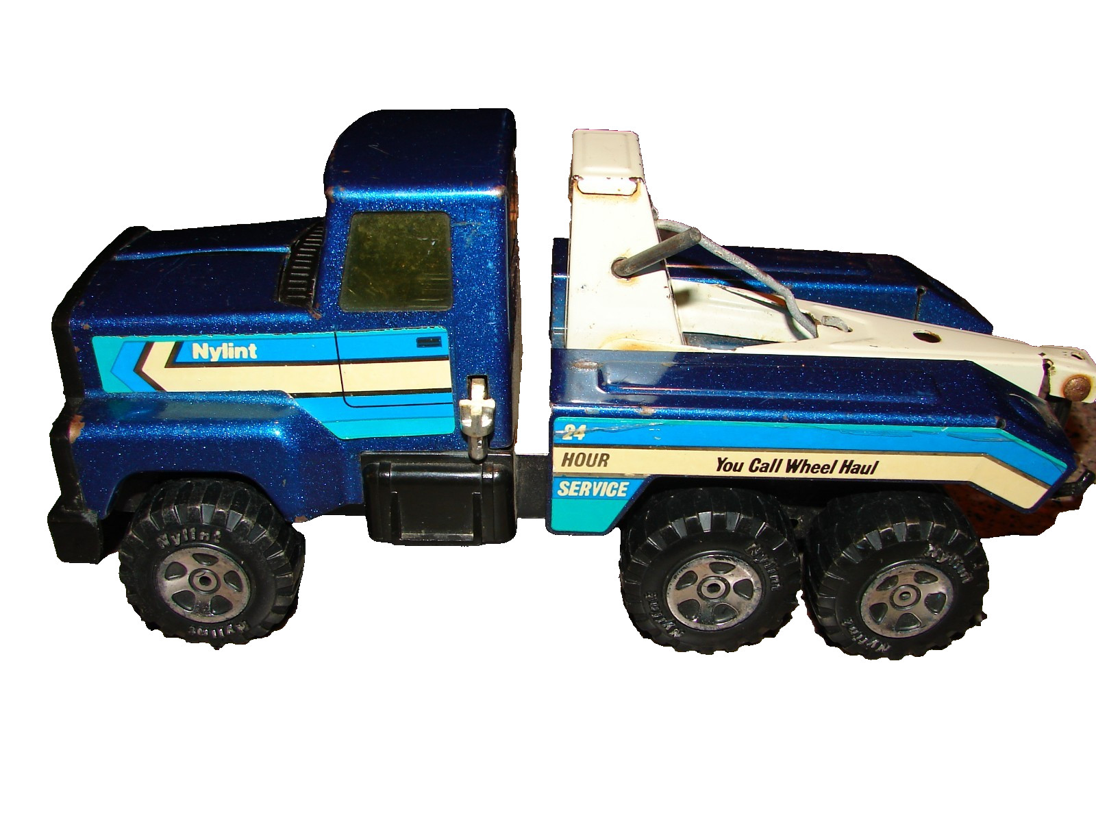 Vintage Nylint Wrecker Service Truck 24 Hour Service Blue Metallic Paint Nice