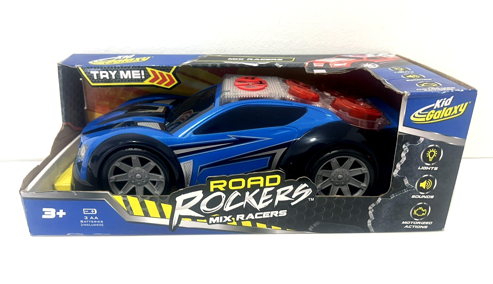 KID GALAXY ROAD ROCKERS MIX RACERS BLUE MOTORIZED RACE CAR LIGHTS SOUND 2019 NEW